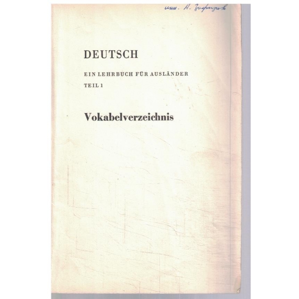 Deutsch ein lehrbuch fur auslander - teil 1 vokabelverzeichnis